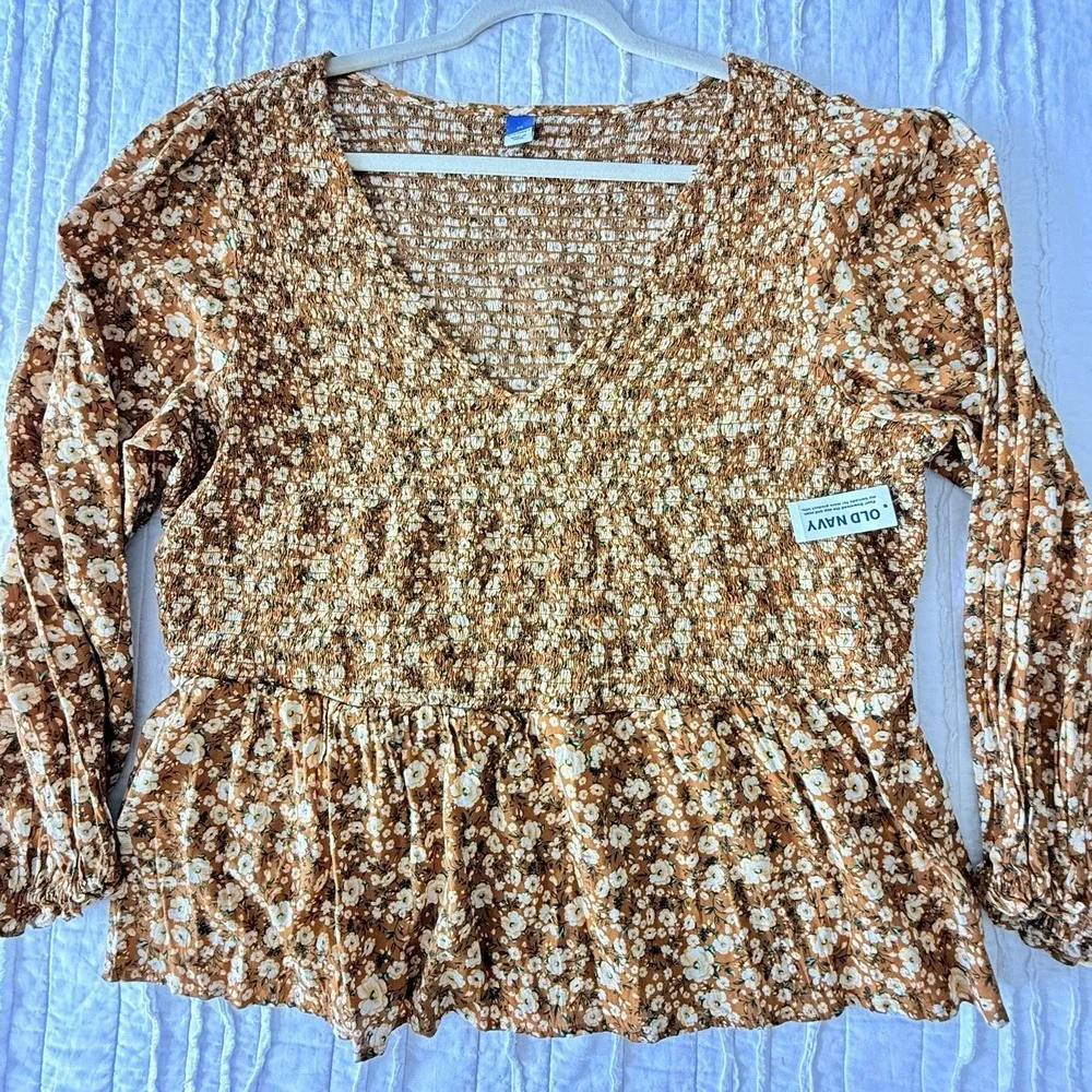 Old‎ Navy Womens Blouse Plus Size 2X Yellow Peasant Cottagecore Boho